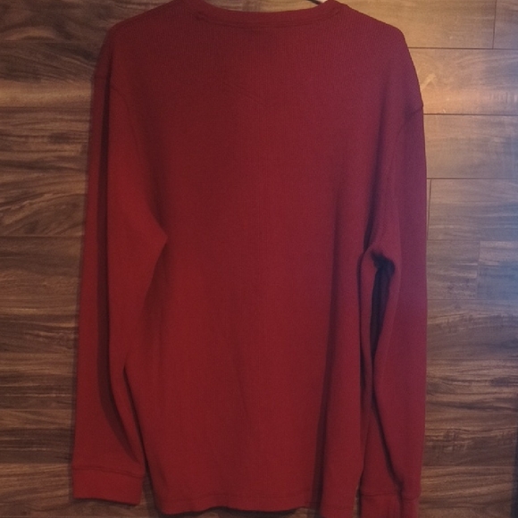 Eddie Bauer - Thermal 3 Button Long Sleeve Shirt Maroon Dark Red - Picture 6 of 6